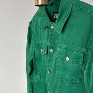 Zara Green Denim Jacket
